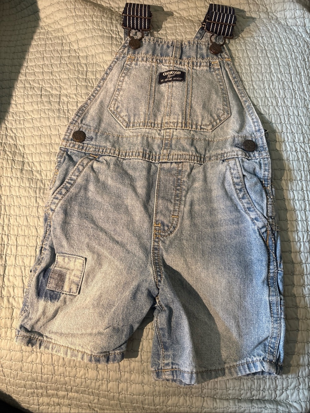 OshKosh B'Gosh Toddler Boys' Denim Shortalls Overall Light Wash Size 3T Cotton